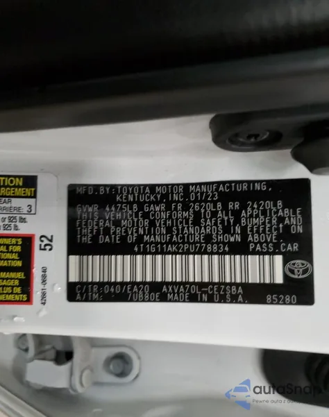 2023 Toyota Camry Se Night Shade from USA, damaged, VIN 4T1G11AK2PU778834